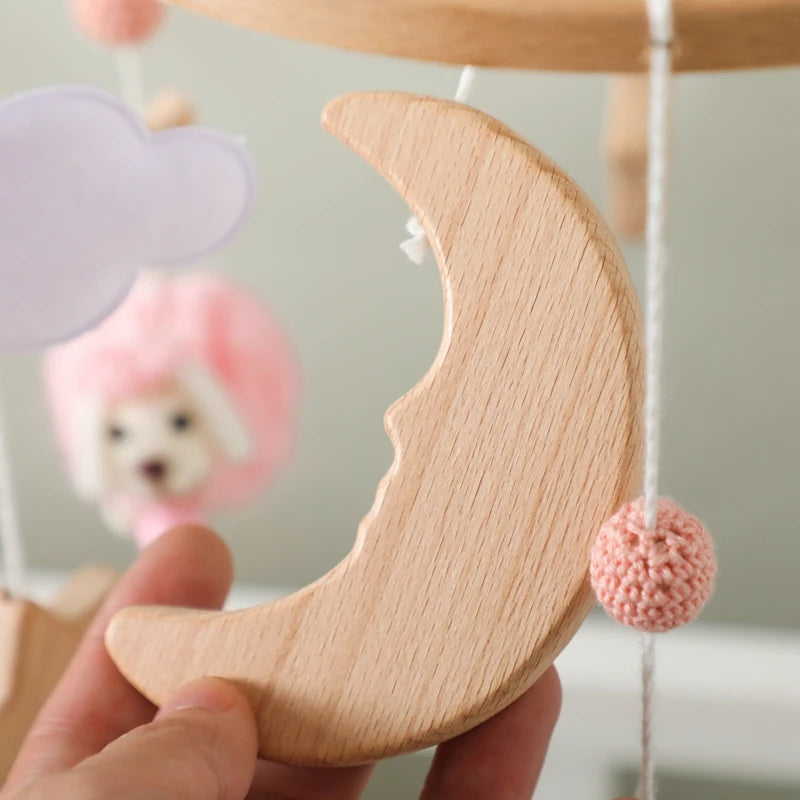 Mobile musical bébé fille petits moutons roses
