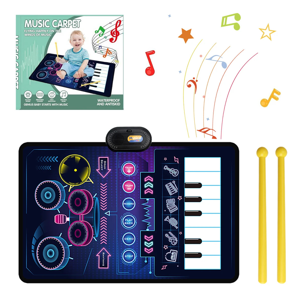 Tapis d'éveil musical 80x50cm
