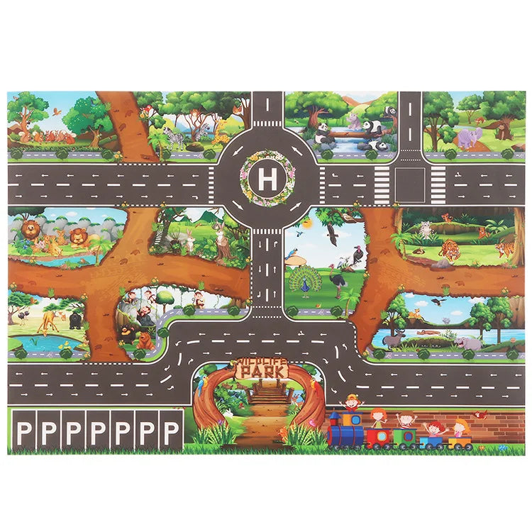 Tapis de jeu de voiture Zoo Park