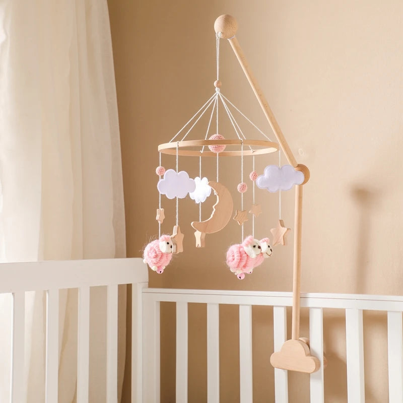 Mobile musical bébé fille petits moutons roses