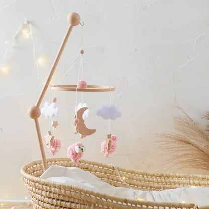 Mobile musical bébé fille petits moutons roses