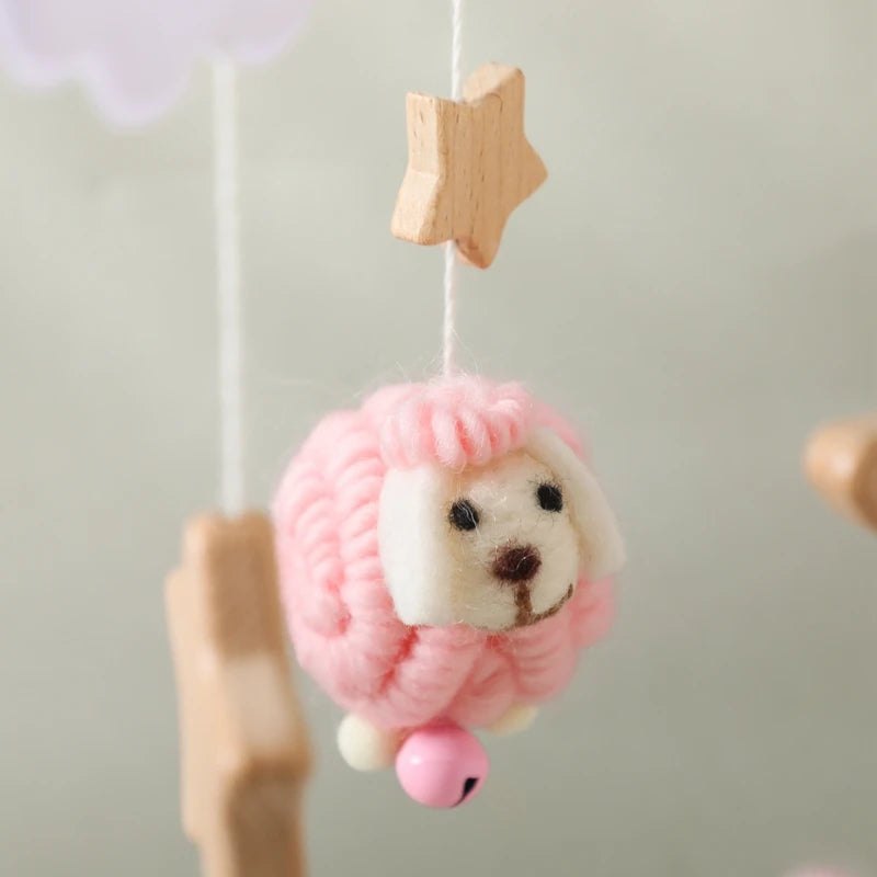 Mobile musical bébé fille petits moutons roses