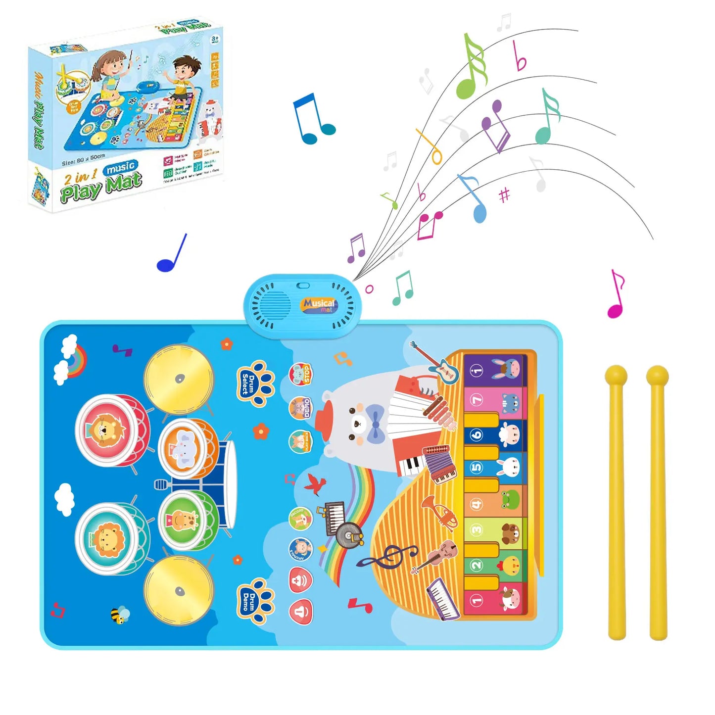 Tapis d'éveil musical 80x50cm