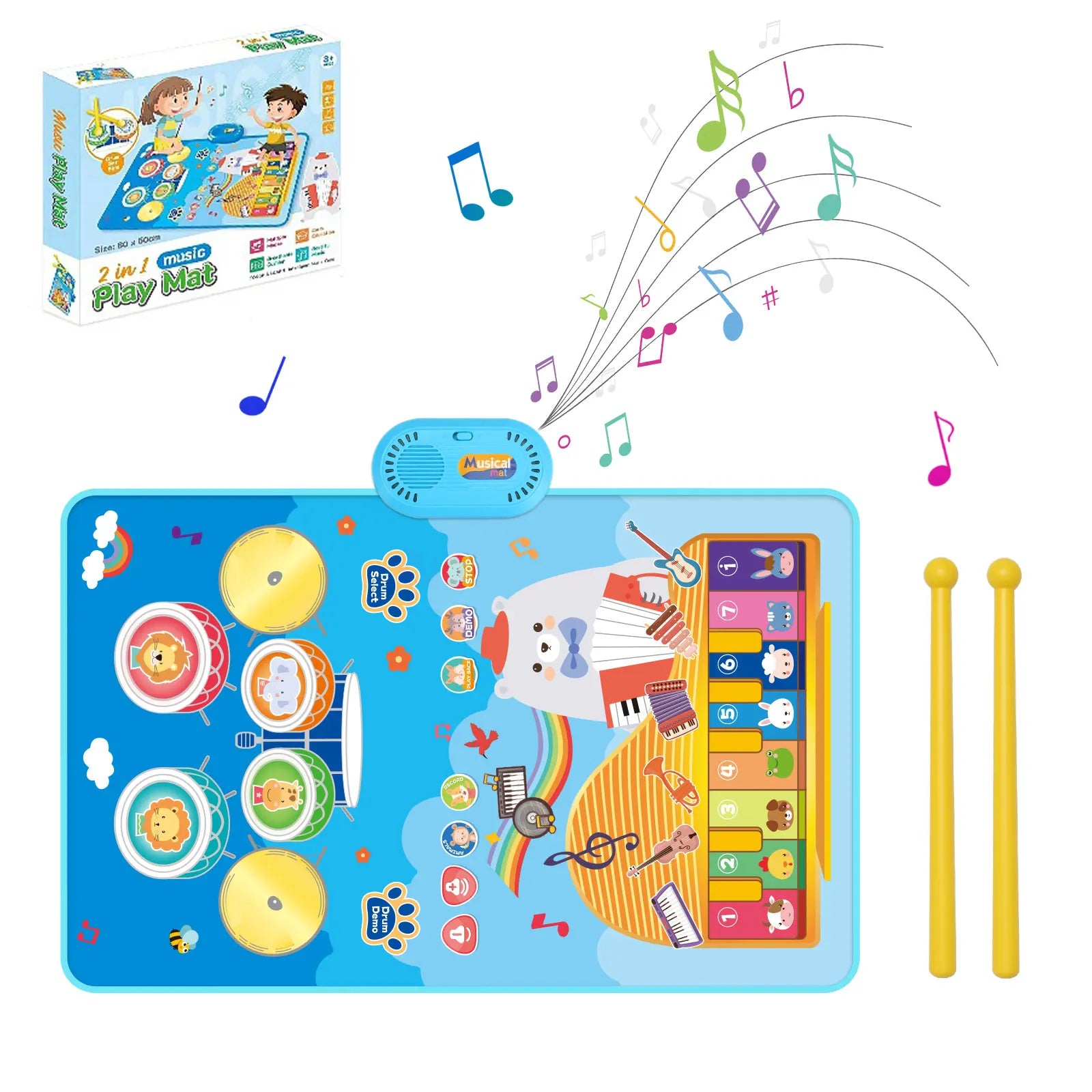 Tapis d'éveil musical 80x50cm